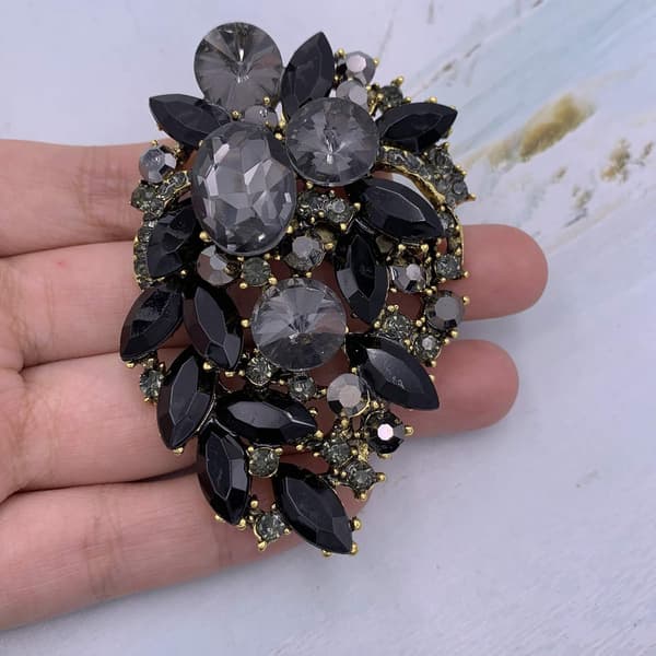 Rhinestone Statement Brosch Pin Blomma Klänning Tillbehör