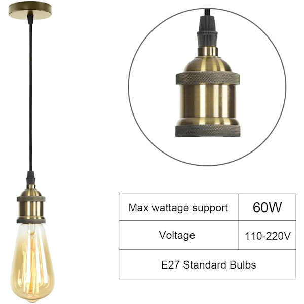 Industriell vintage-ljuskrona vintage taklampa E27 lamphållare