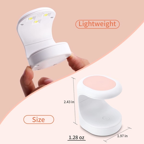 LED nagellampa, mini UV-ljus för gelnaglar, snabbtorkande nagellampa,