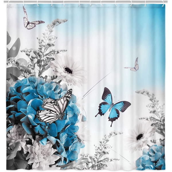 Floral Flower Shower Curtain Butterfly Shower Curtain Liner , Lil