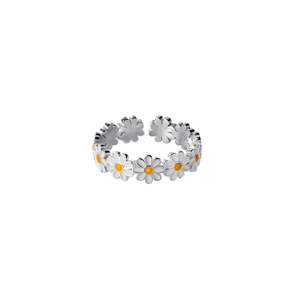 Öppen ring i sterling silver, justerbar solrosbröllopsring