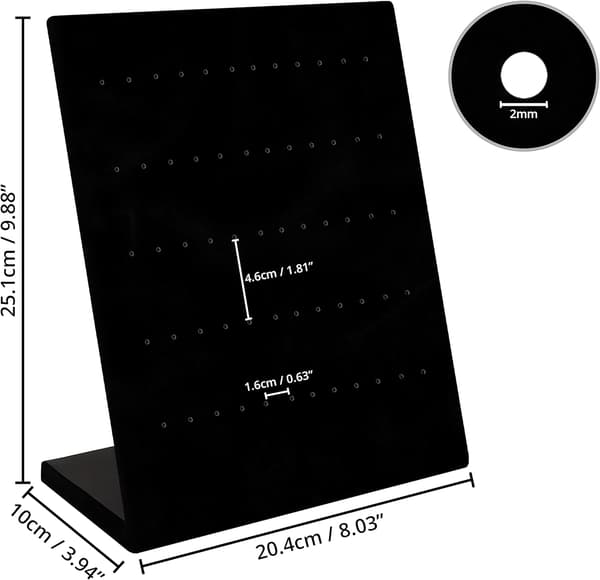 Sort fløjls smykke- og øreringsdisplay (2-pak)