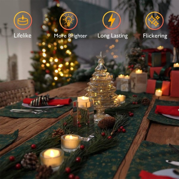Flammeløse stearinlys, batteridrevne LED-stearinlys varer 5+ dager, 12