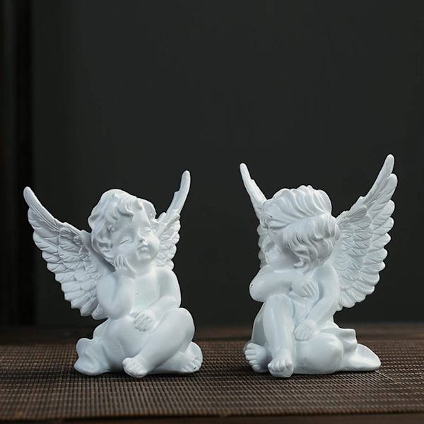 2 stk. Lille engel have statue, indendørs udendørs hjem have