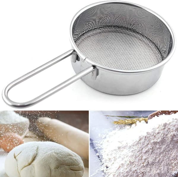 Rustfritt stål lang håndtaksil, melsikt mini liten mel
