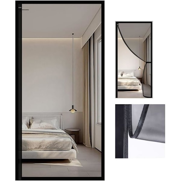 Myggnätsdörr för fönster, full magnetremsa, infällbar dörrskärm, magnetisk stängning för enkel altandörr 130*200cm