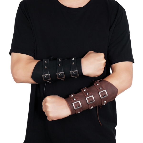 Vuxna Faux Leather Arm Guards - Medeltida Bälte Läder Spänne BH