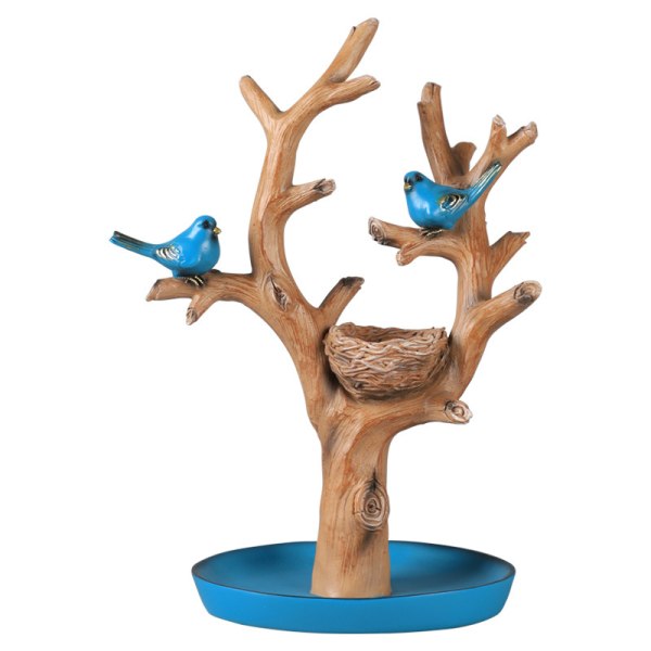 Blue Vintage Birds Tree Stand Smykker Display Halskæde Ørering Br