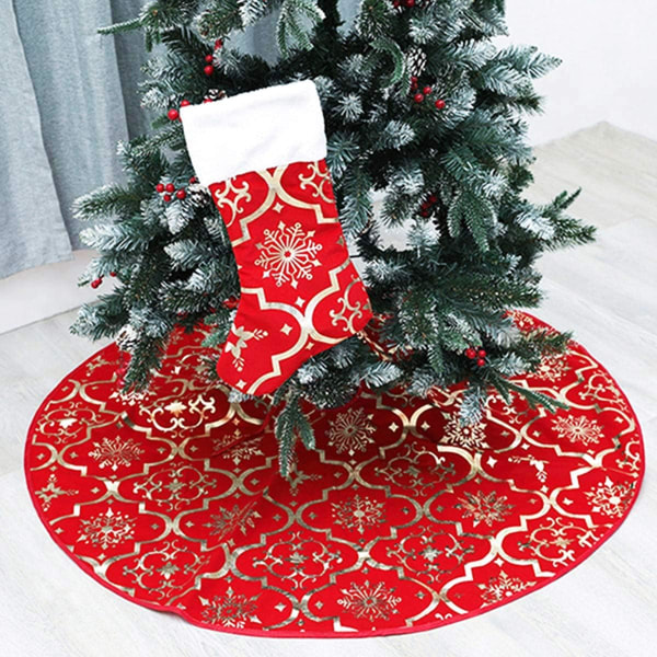 120 cm juletræsnederdel med store julesokker, rød plys