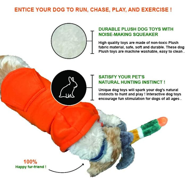 Mjuk hund leksak med pip; 5\" tjock stoppad. Liten / Medium Cu