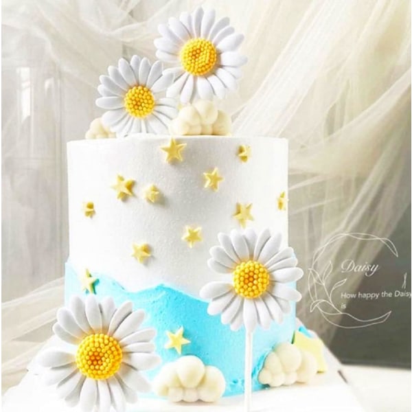 5 st Daisy Cake Dekorationer Daisy Blomma Cake Topper för Bröllop