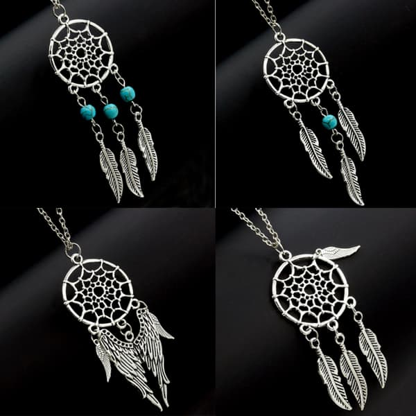 Halskæde Drømmfänger Mandala Turkis Boho Hippie Turkis