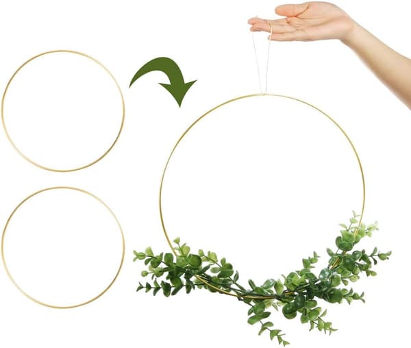2 stk. 30 cm metal blomsterkrans ring macrame guld ring til