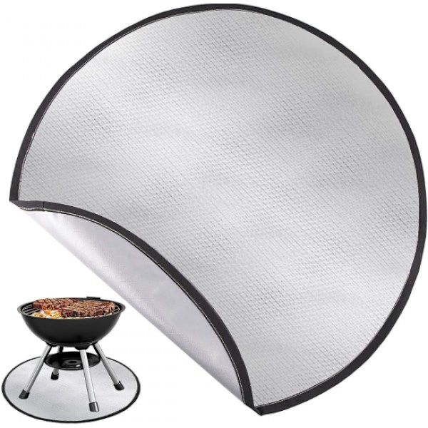 Silver 24 tums brandskyddsmatta rund brandskyddsmatta gas grill brandskyddsmatta M