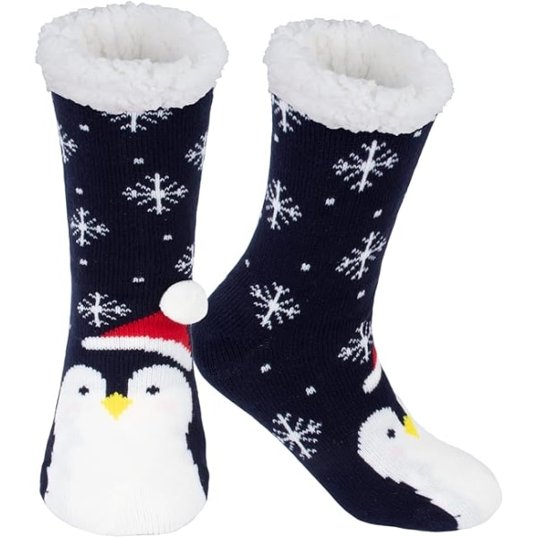 1PC Penguin Pattern Slippers Damestrømper - Varme skridsikre sokker