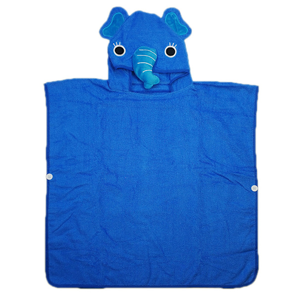 Premium hettehåndkle poncho for barn og småbarn - Bomull (Blå)