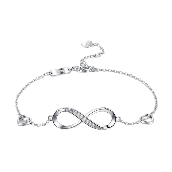 Dam 925 Sterling Silver Infinity Endless Love Symbol Charm Adj