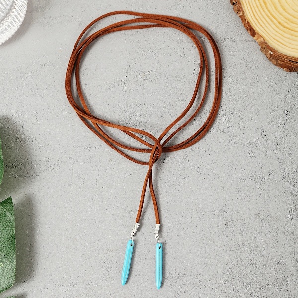 Bohemian pitkä kaulakoru turkoosi riipuksella Sexy Rock Handmade Vi