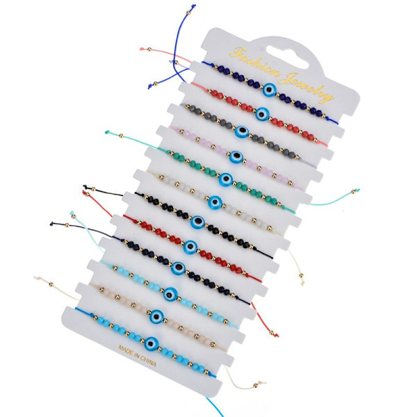 Kristallrispärlor Pärlade vävda djävulens öga armband set ögonpärla