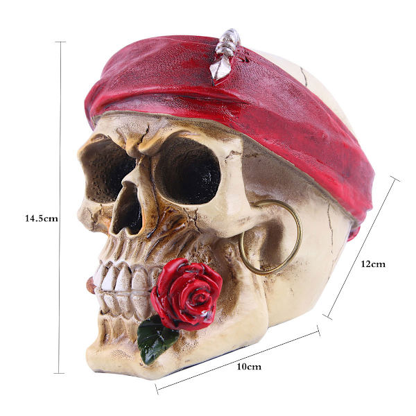 Halloween Kranie Ornament Rose Kranie Hoved Akvarium Resin Mini Skel