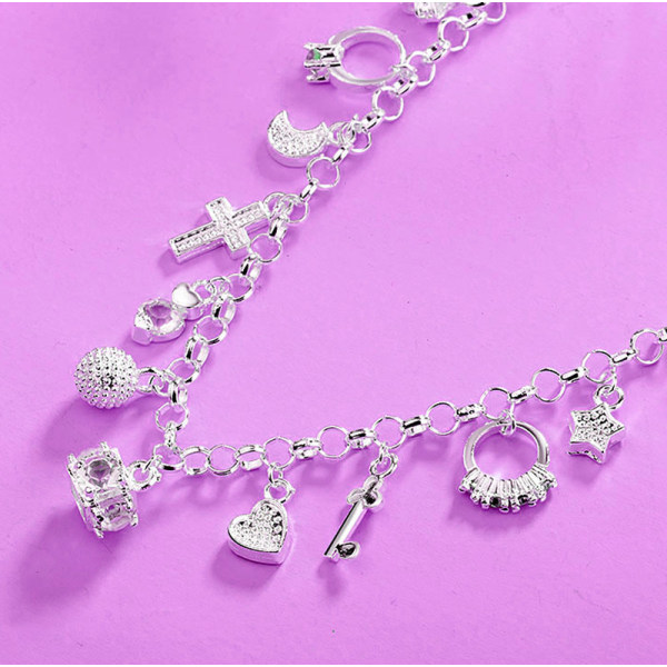 S925 Sølv Tretten Stykker Anheng Armbånd Kvinner Gave Armbånd