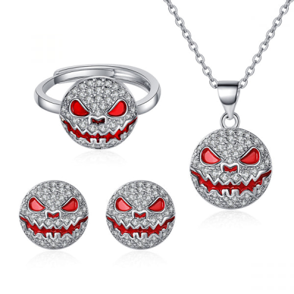 3-Pack Red Halloween Necklace and Drop Earrings Jewelry Set for B