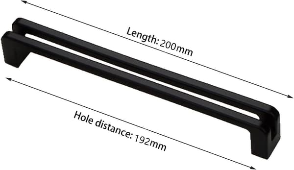 Møbelgreb, center afstand 192 mm, skuffegreb, sorte 2 stk