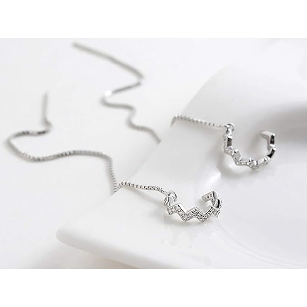 925 Sterling Silver Wavy Cuff Örhängen Wrap Tassels Örhängen Ladi