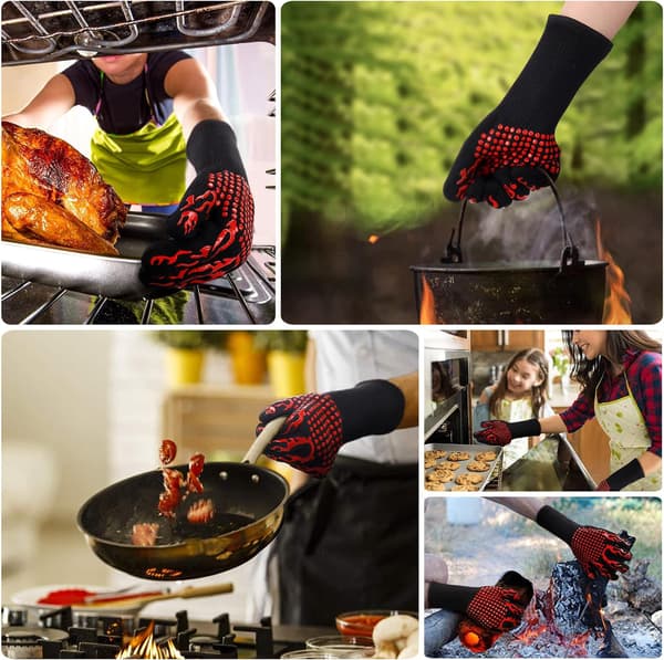 Grillhandskar, kökshandskar, halkfria silikonsugnshandskar