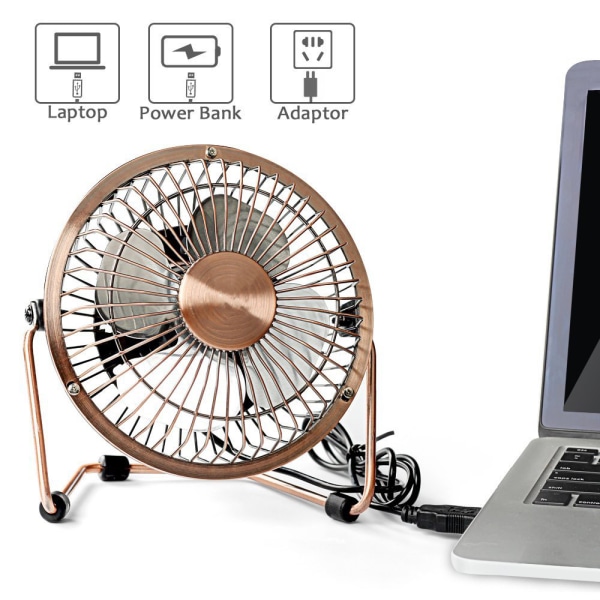 Ultra Quiet Fan USB Fan Desk Fan Metal Small Powerful Fan 360° Ad