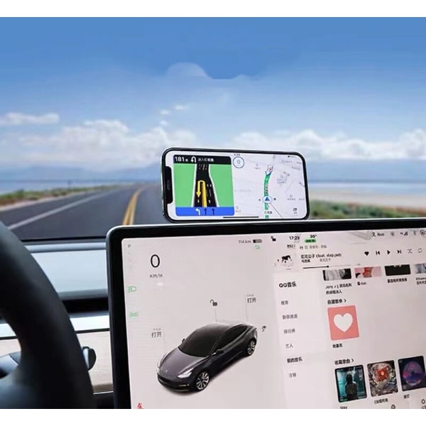 Egnet for Tesla biltelefonholder, svart aluminium magnetisk skrue