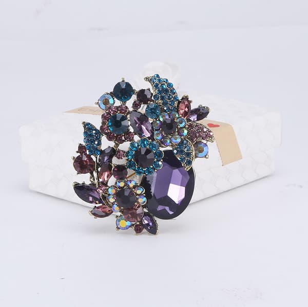 Rhinestone Crystal Party Blomsterblad Vine Brosch