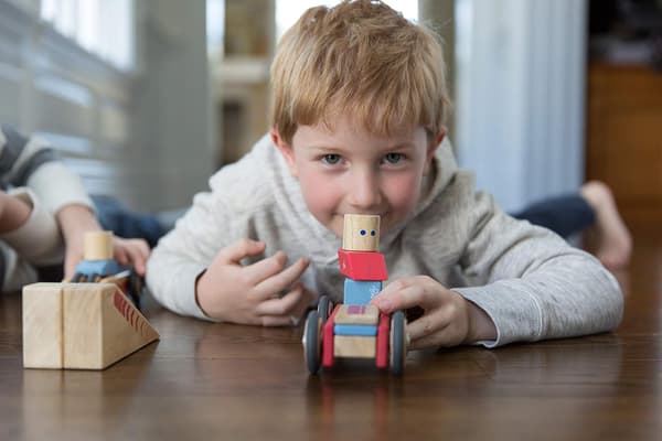 6-delad magnetisk träklossuppsättning, jetplan
