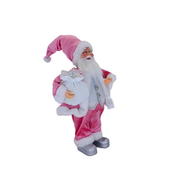 1 STK Pink Stående Julemandsfigur 30cm Realistisk Stående Sa