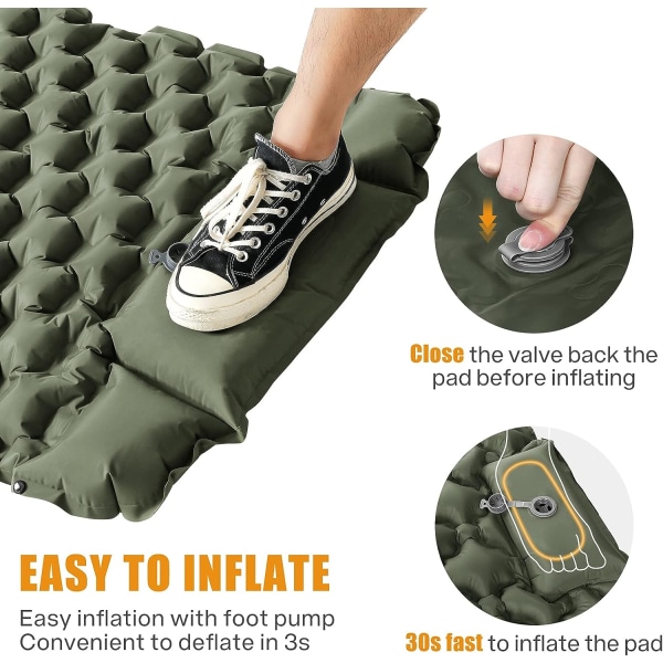 Ultralätt campingmadrass pneumatisk madrass med fotpump ca