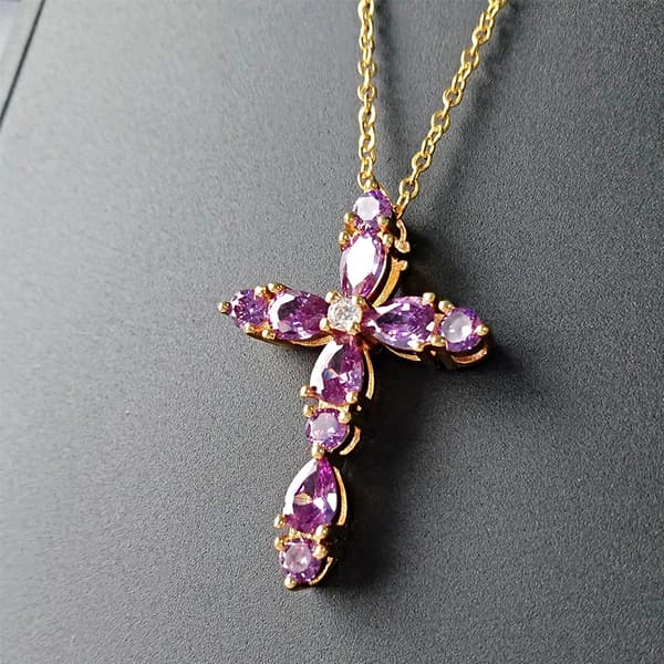 Amethyst Kors Vedhæng Halskæde