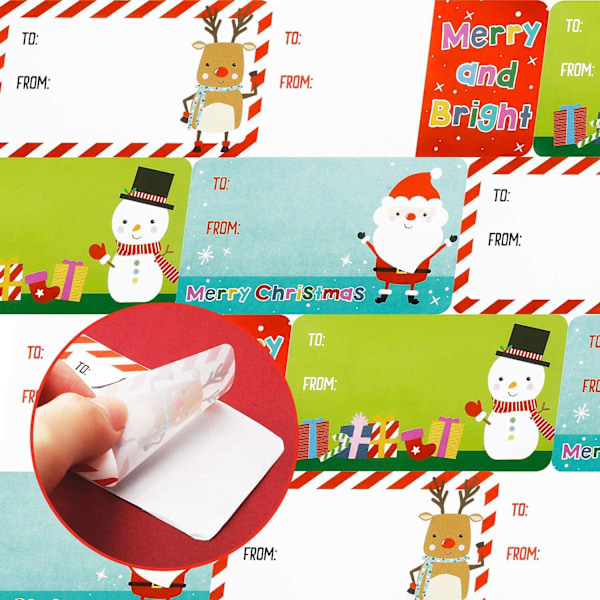 Julklappsetiketter, 500 st/rulle Självhäftande julklappsetiketter för julklappspåsar, etikettdekaler, juldekoration