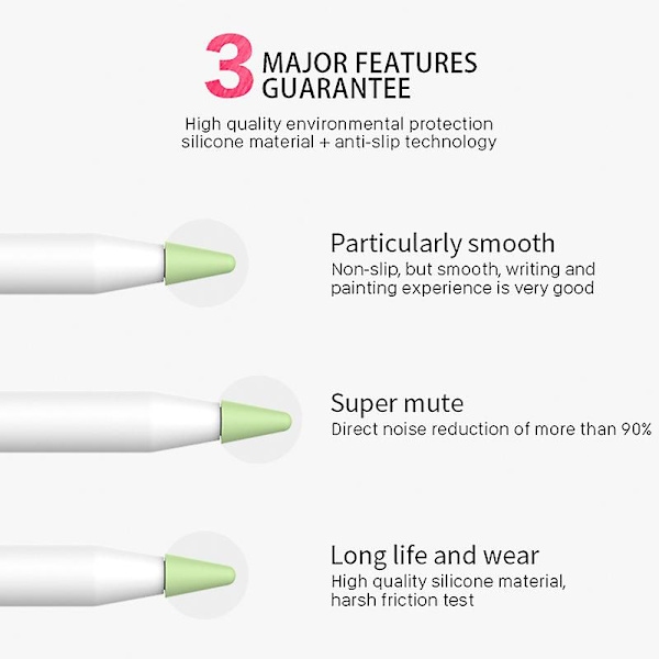 Kynän kärjen suojus Apple Pencil 2. ja 1. sukupolvelle, silikoni, 8 kpl
