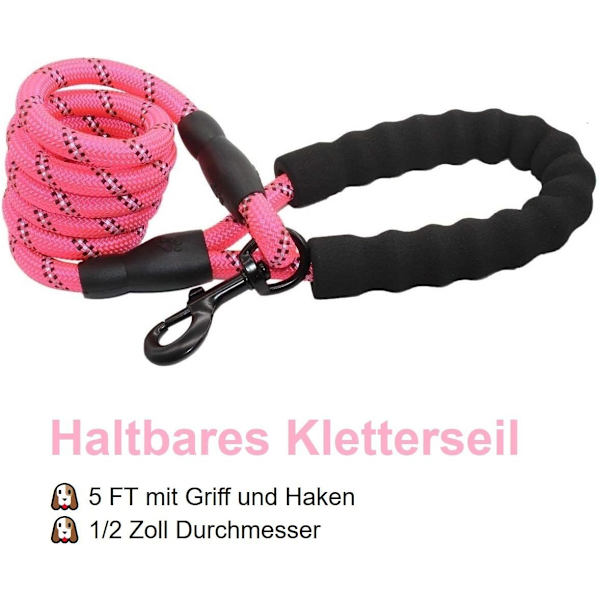 2m Hundeline, Reb Hundeline med blødt polstret håndtag og holdbar