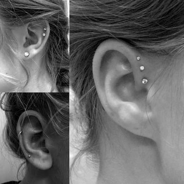 Stud Ørepynt Kvinner Jenter Herrer - 3 Par 3mm Ball Studs Rund
