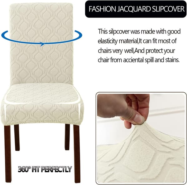(beige, 6-pack) Matstolsöverdrag, 6-pack, Stretchbar Matstol