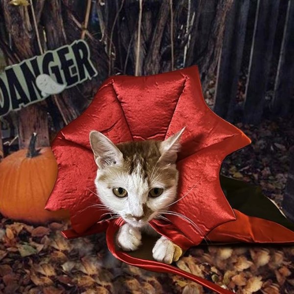 Halloween Katte- og Hundekapper Kostume Rød & Sort Kæledyr Kappe til Halloween