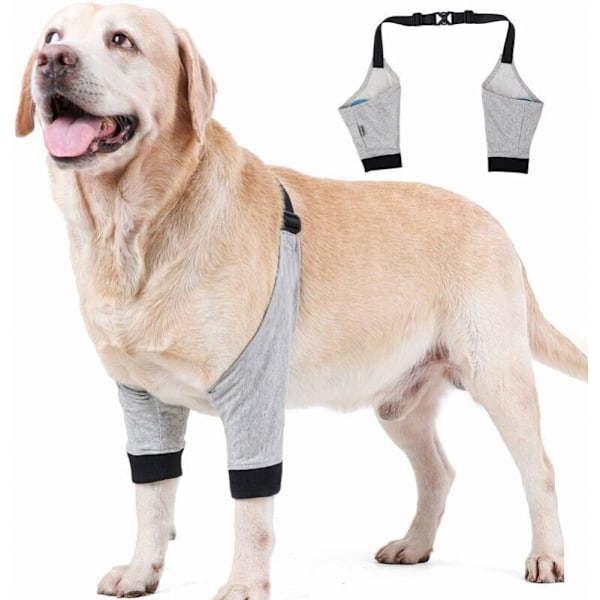 (Grå, L) Hund armbågsskydd frambensskydd justerbar husdjursskydd