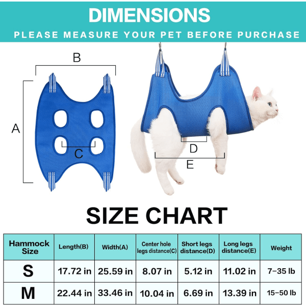 Hundvårdshängmatta Sele för små hundar och katter, 11 i 1 Katthängmatta