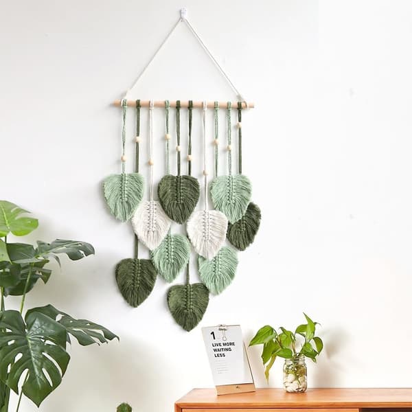 1 st grön macramé väggbonad bohemisk handgjord macramé väggtapp