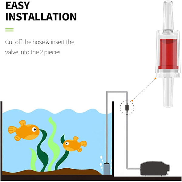 Kontrollventil för akvarieluftpump, envägskontrollventil 0,5 cm luft