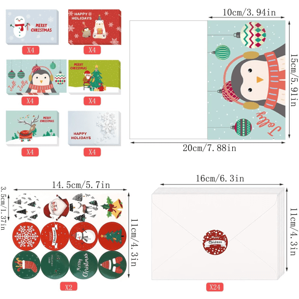 Joulukortit, 24 joulukorttia, joulukortit 24 kirjekuorella
