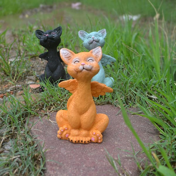 3-pakke engel kat havenisse statue figur - bedste kunstdekoration til