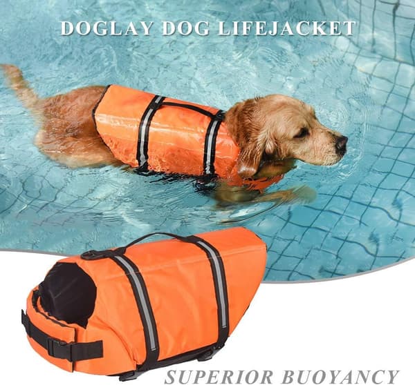 Hunde-redningsvest med reflekterende striper, justerbar