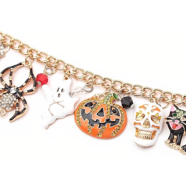 Halloween Charms Armband, Rostfritt Stål Pumpa Armband för